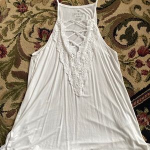 American Eagle soft & sexy white tank with lace design
